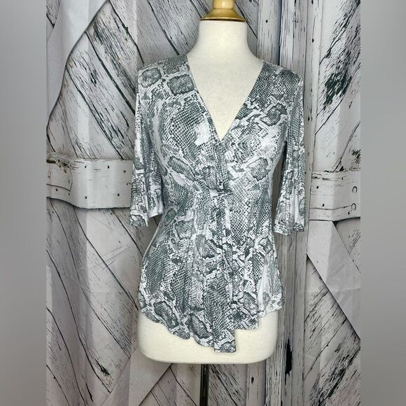 Haute Hippie Snake Print Top Pleated Front XXS (Runs big) - Picture 1 of 8